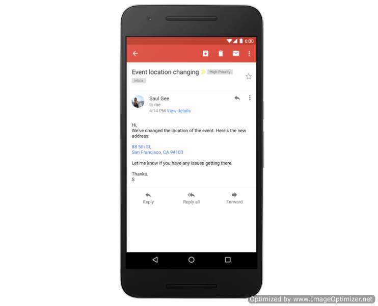 Google научил Gmail превращать адреса и телефоны в ссылки 