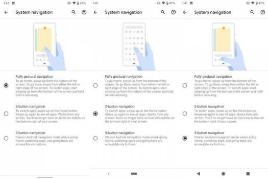 Google добавила в Android Q три метода управления на выбор